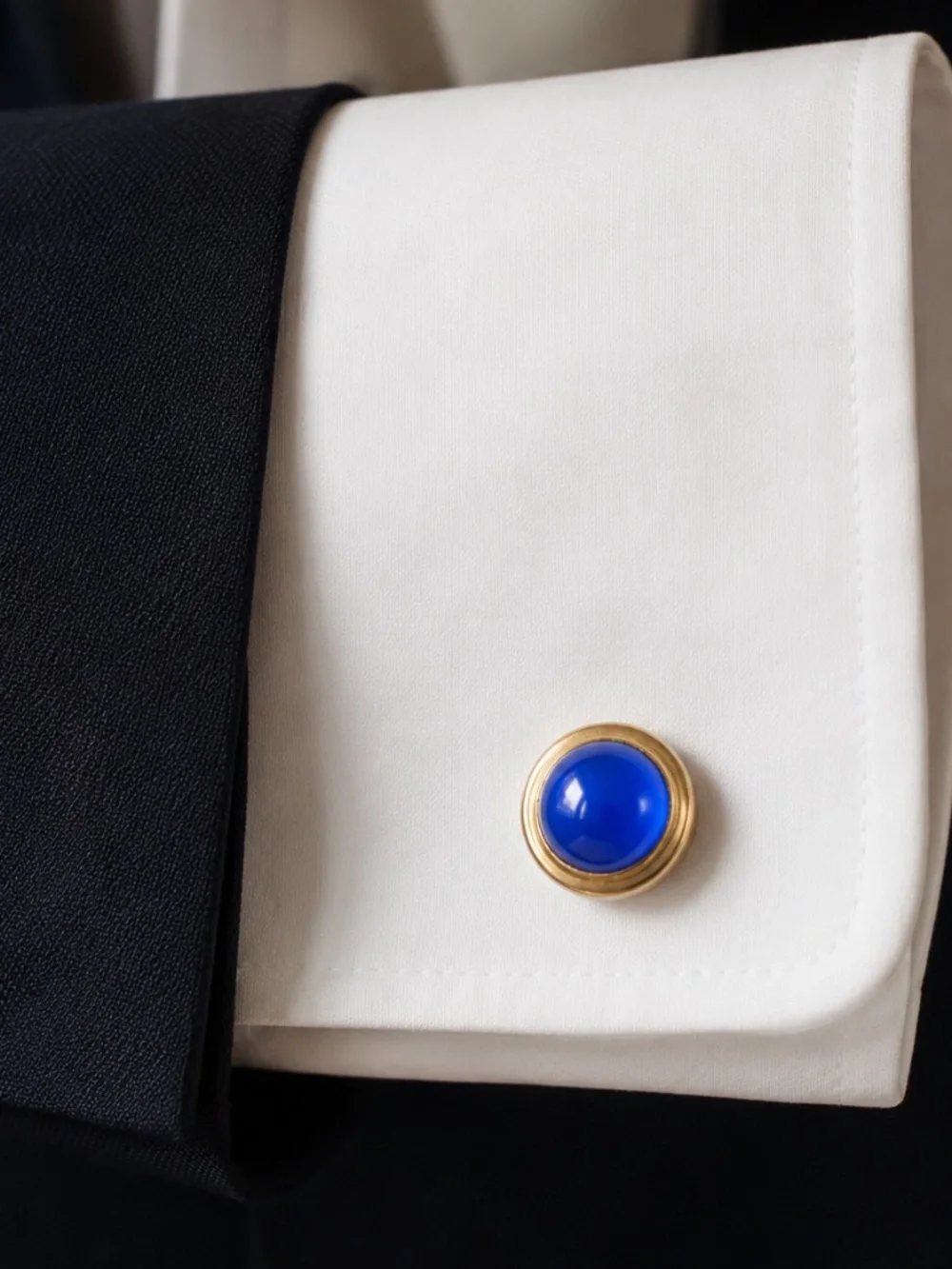 Vintage Swank Blue Cabochon Cufflinks & 3 Shirt Studs
